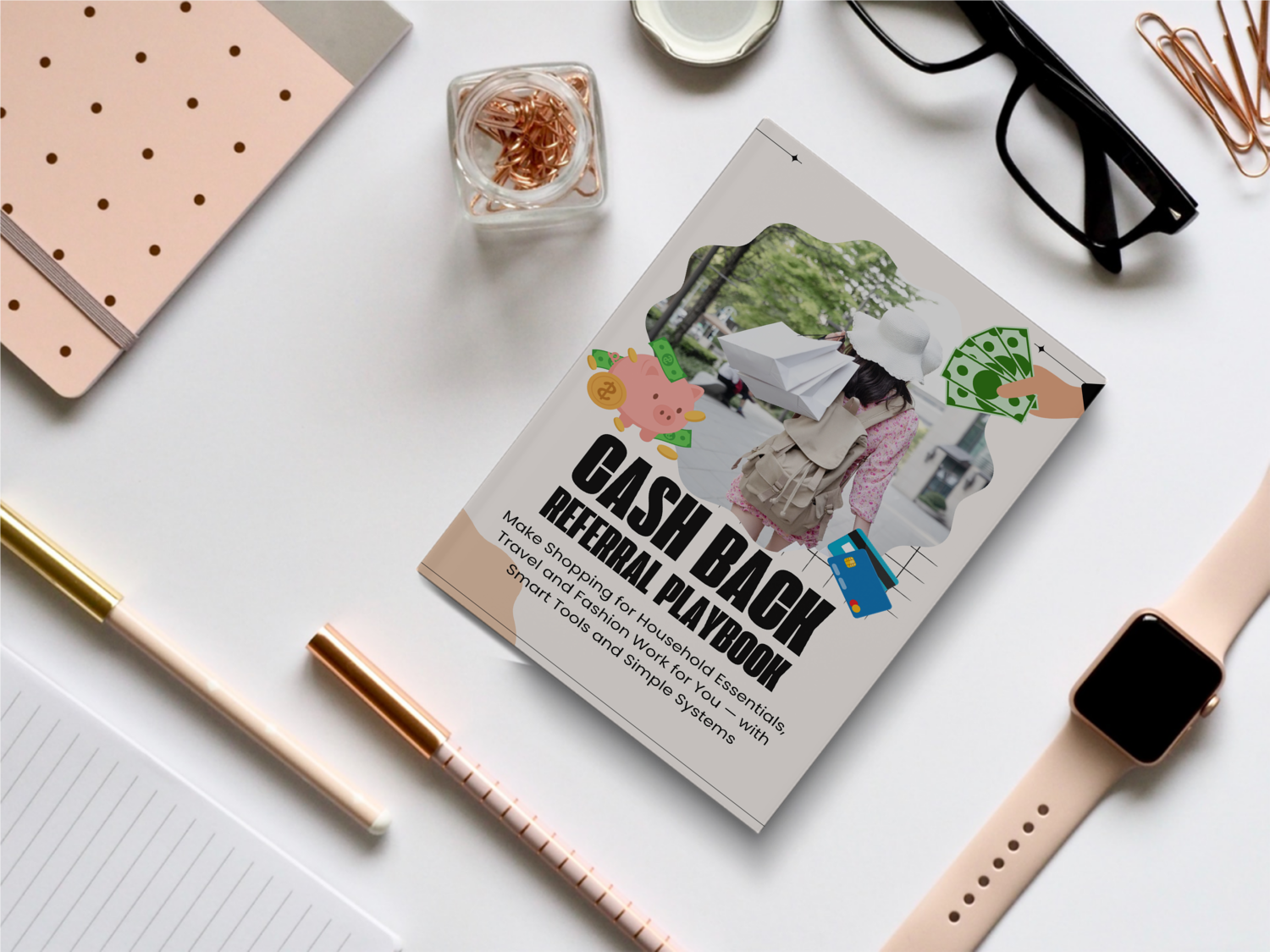 the Cash Back Referral Playbook laying on a desk.